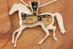Navajo Artist Calvin Begay Starry Night at the Pueblo Horse Pendant